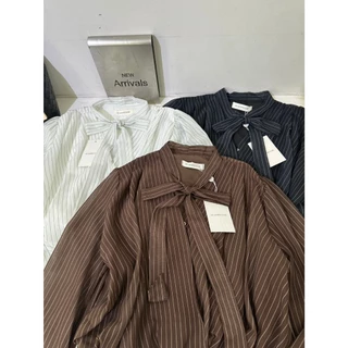 M2170 เสื้อคอวีลายทาง สวยหรูดูแพง สไตล์ลูกคุณ