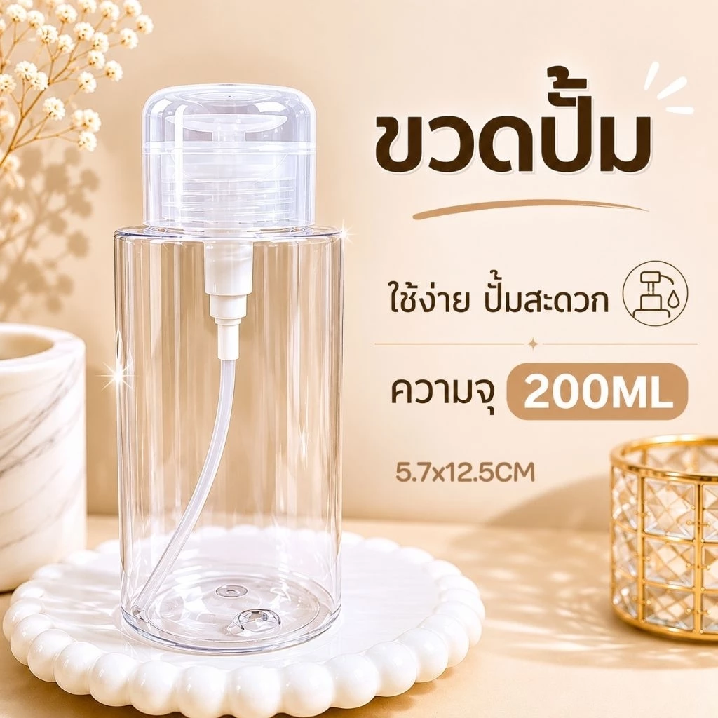 จัดส่งทันที ♡ ขวดปั้ม ขวดใส่น้ำยา 200 /300 ml. ขวดใส หนา หัวปั้มใช้งานง่าย