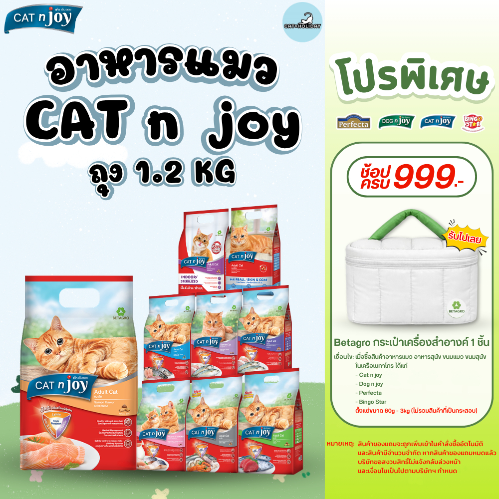 [ถุง 1.2kg] อาหารแมว Cat n Joy Triple Protection แค็ทเอ็นจอย อาหารเม็ดแมว สำหรับแมวโต