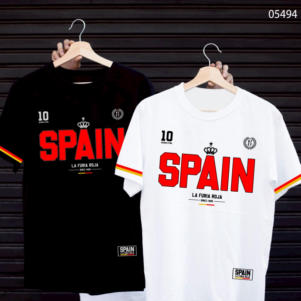 เสื้อยืดสกรีนลาย " บอลโลก SPAIN " เสื้อยืดผ้า MICRO POLYESTER 100% เสื้อยืดผ้าไมโครโพลีเอสเตอร์ 100%