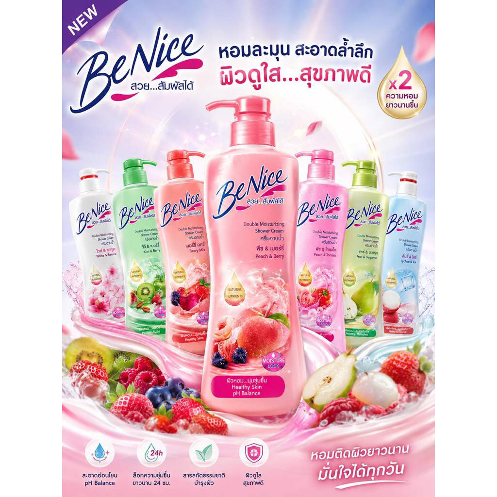400 มล. บีไนซ์ ครีมอาบน้ำ ผิวขาวกระจ่างใส ชุ่มชื้น กลิ่นหอมติดทน