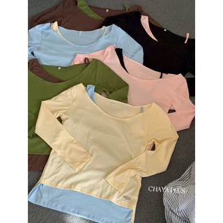(🎀shopee video & liveมีส่วนลด+ส่งฟรี🎀) เสื้อสาวอวบอ้วนแขนยาวแต่งเลเยอร์สลับสี ดีไซน์อะไหล่เอว สาวเซ็กซี่ สาวเท่(36-52)