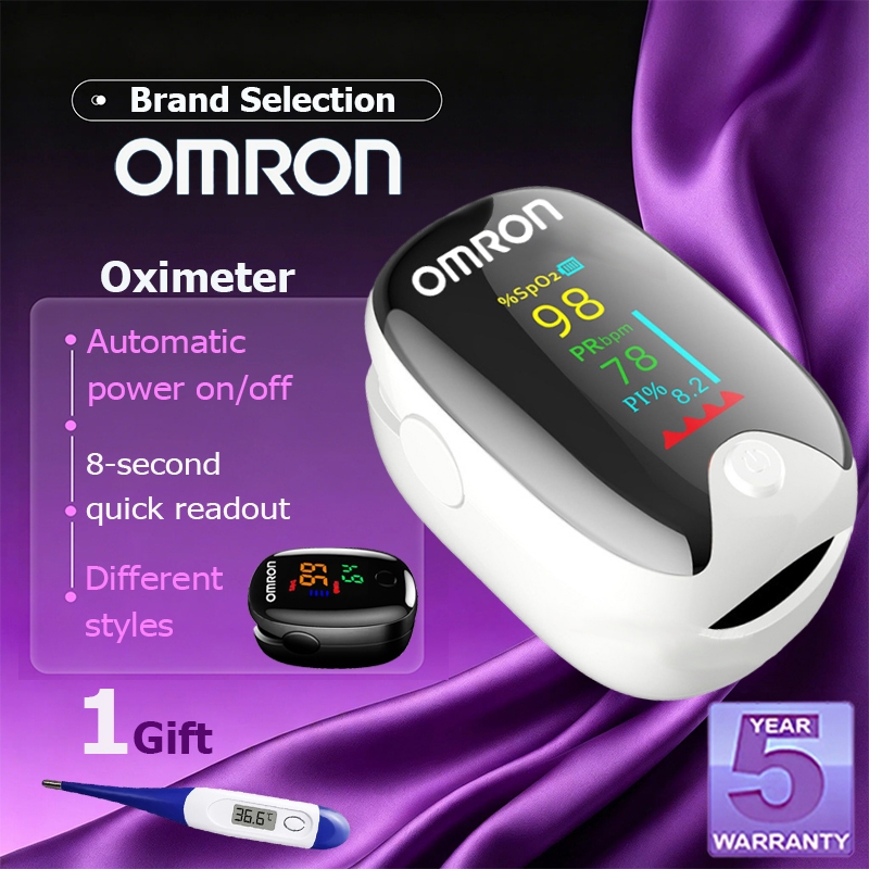 Omron Oximeter เครื่องวัดออกซิเจนในเลือด Omron แบบพกพา อัตราการเต้นของหัวใจและความอิ่มตัวของออกซิเจน