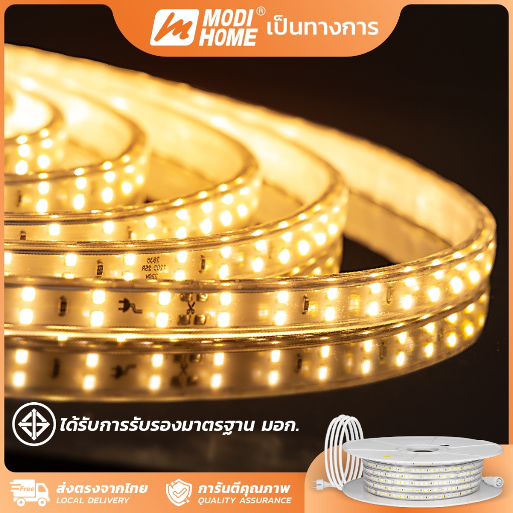MODI ไฟริบบิ้น AC220V 20M 30M Led Strip Light เหมาะสำหรับใช้ภายในอาคาร ไฟเส้นตกแต่ง คริสมาส ปีใหม่