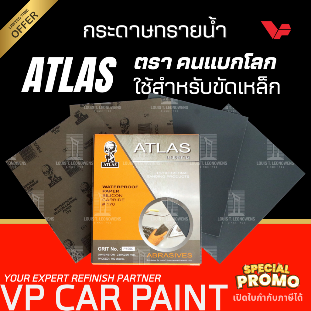 ATLAS (*ต่อแผ่น) กระดาษทรายน้ำ แอตลาส ตราคนแบกโลก ขัดสีรถยนต์ มาตรฐาน ขัดเหล็ก ขัดสนิม ใช้ดี กระดาษนุ่ม