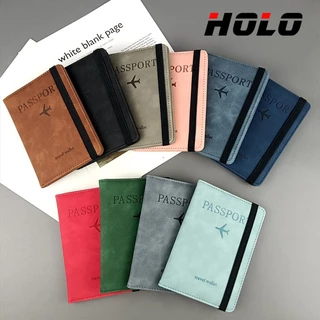 PU กระเป๋าหนังสือเดินทาง กระเป๋าสตางค์แฟชั่น RFID อเนกประสงค์ กระเป๋าการ์ด