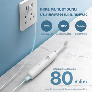 Momwell แปรงสีฟันไฟฟ้าโซนิค รุ่น 5 โหมดการทำความสะอาด แบตเตอรี่ทนทาน ทำความสะอาดง่าย