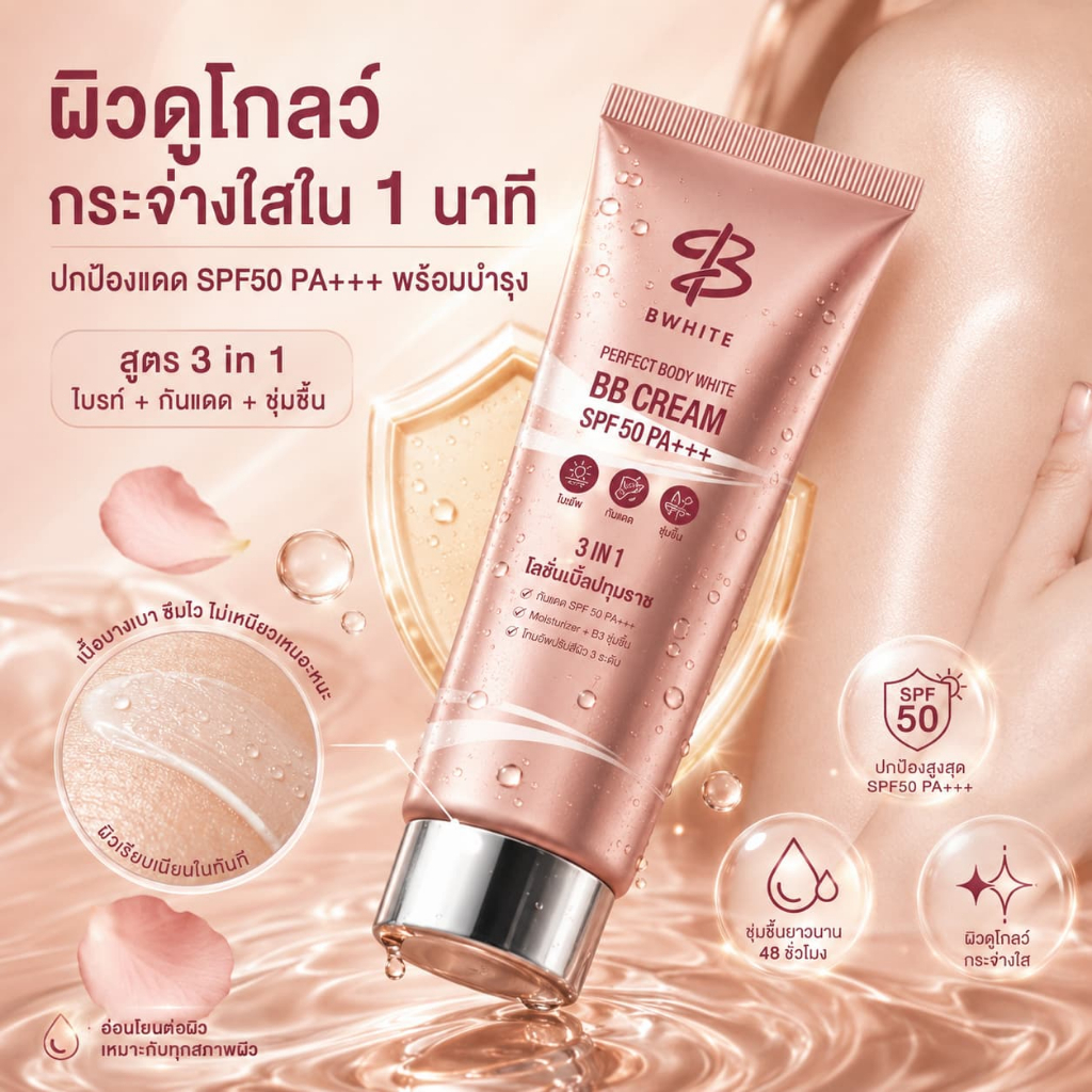 BWhite โลชั่นเบิ้ลปทุมราช บีไวท์ 3 In 1 ปรับสีผิว กันแดด ชุ่มชื้น ขนาด 150 Ml