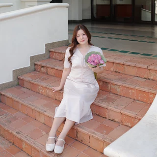 (❤️ อกถึง 50") Glowing Satin Dress เดรสสาวอวบ ชุดสาวอวบ เดรสออกงาน
