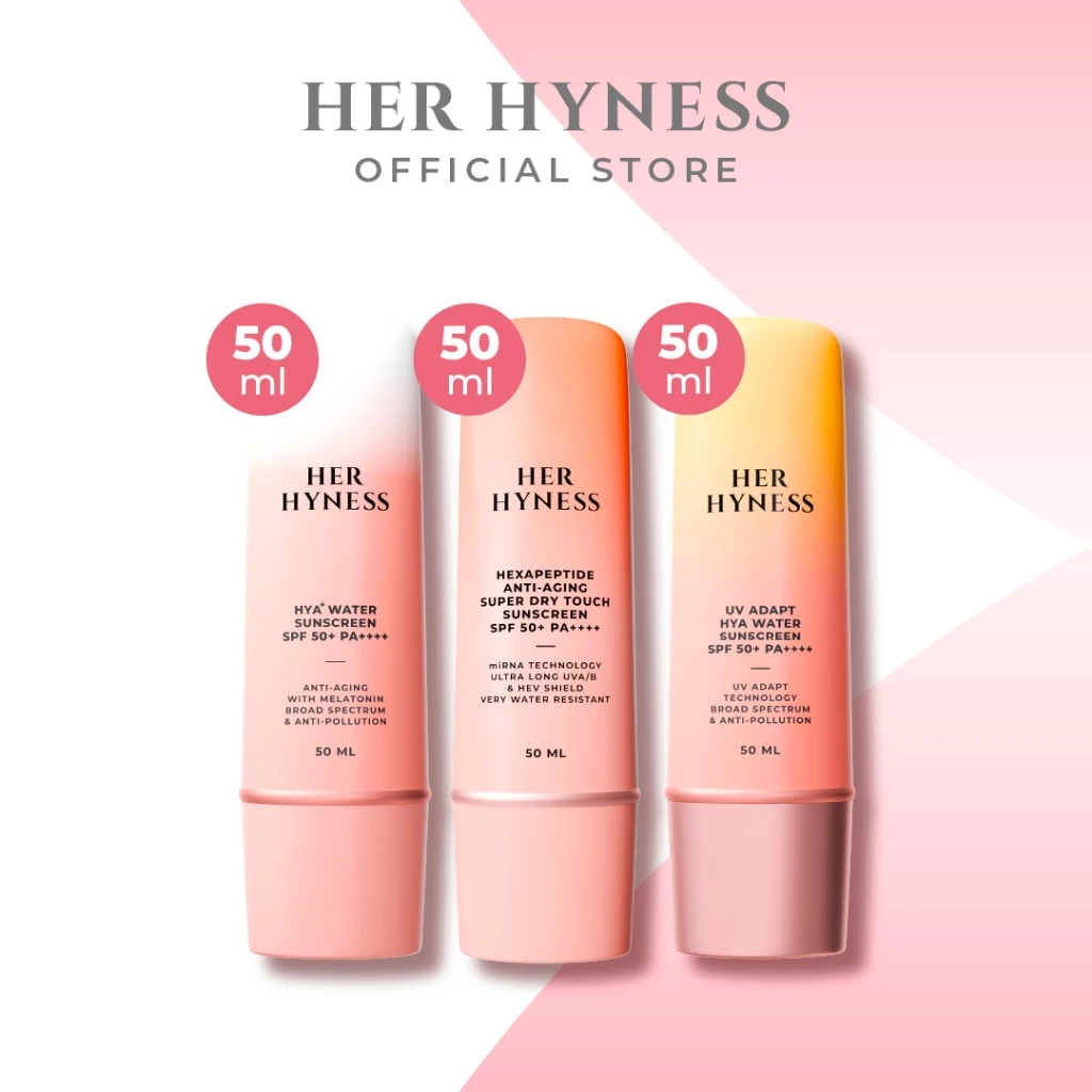 [3 ชิ้นเลือกสูตร] HER HYNESS SUNSCREEN SPF 50+ PA++++ กันแดดอัจฉริยะ กันแดดเนื้อน้ำ กันแดดสูตรสปอร์ต 50มล.