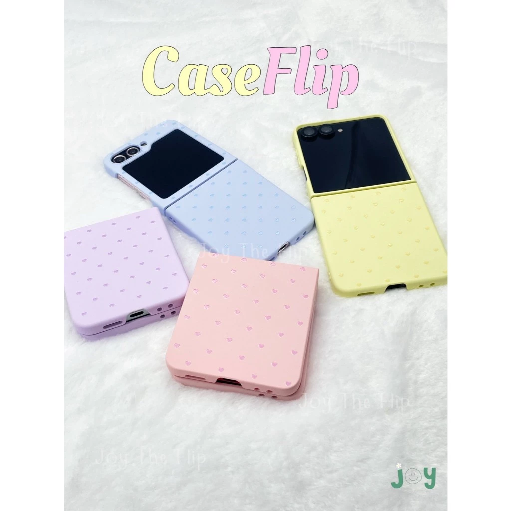 พร้อมส่งจากไทย ! เคสฟลิปผิวด้านหลากสีลายหัวใจแสนมินิมอล (20111) for Samsung Galaxy ZFlip7 Flip6 Flip5