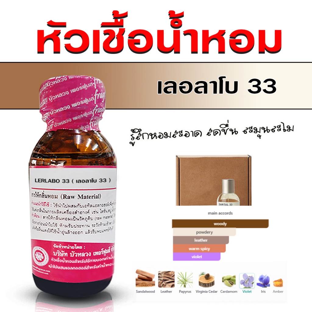 หัวเชื้อน้ำหอม 100% กลิ่นเลอลาโบแซน 33 ขนาด 30 ml. น้ำหอม กลิ่นหอมโดดเด่น เป็นเอกลักษณ์ ติดทนนาน คุณภาพเกรด เอ