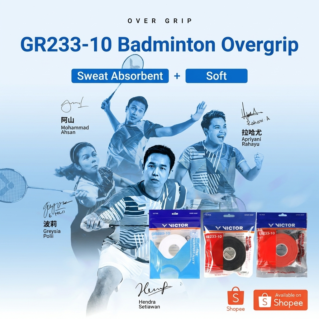 Victor กริปพันไม้แบด รุ่น GR-233 (10 ชิ้น) ของแท้ นุ่ม ถนัดมือ กันเหงื่อ ไม่ลื่น ทน มีของพร้อมส่ง
