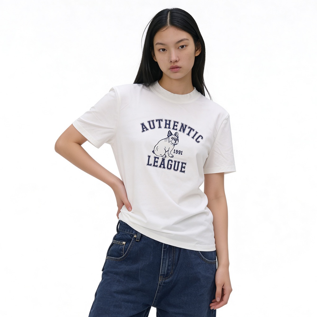 SKIP CLUB เสื้อทีเชิ้ต Relaxed Fit ผู้หญิง สีขาว | Relaxed Fit T- shirt | 00024