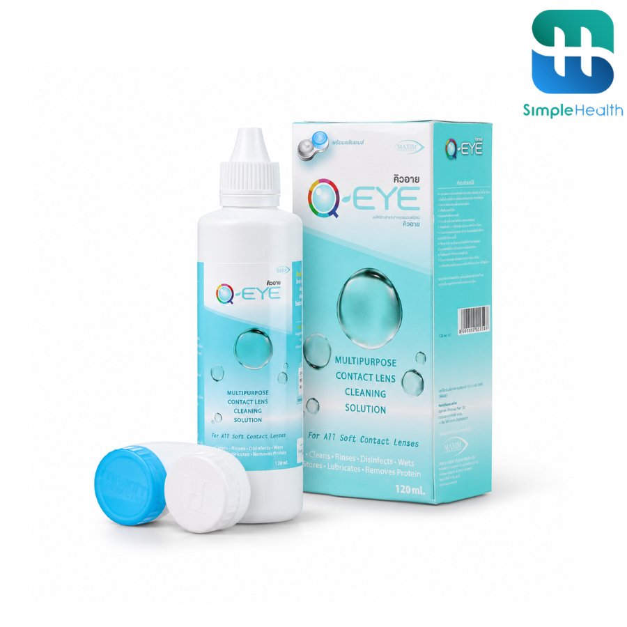 Simple health น้ำยาล้างคอนแทคเลนส์ 120ml 60ml 30ml น้ำยาล้างแช่คอนแทค Qeye คิวอาย ใช้ทำความสะอาคอนแทคส์เลนส์