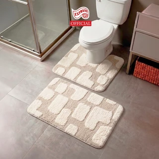 EXPRESS CARPET พรมห้องน้ำ2ชิ้น 45x70cm+ตัวU50x60cm พรมเช็ดเท้า+พรมชักโครก มีกันลื่น ซักได้