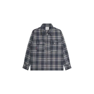 NWL Plaid Long Sleeve Zipper Jacket Blue / เสื้อเชิ้ตลายสก็อต เสื้อแขนยาว