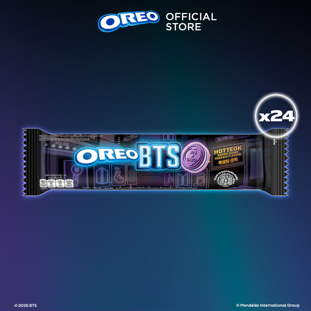 [Pre-Order][ยกลัง 24 ห่อ] Oreo BTS Purple Brown Sugar โอรีโอ คุกกี้แซนวิชสอดไส้ครีมกลิ่นแพนเค้กฮอตต็อกน้ำตาลทรายแดง 105g