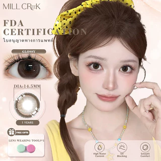 [0~-8.00] MILL CREEK คอนแทคเลนส์สี เลนส์บิ๊กอายน่ารัก สีน้ำตาล Glossy 14.5mm 12 เดือน คอนแทคเลนส์