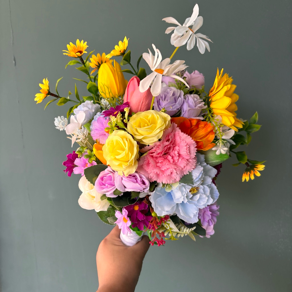 💐ช่อดอกไม้แบบดึงริบบิ้นเพื่อนเจ้าสาวโทนพาสเมล,ช่อดอกไม้เจ้าสาว พร้อมส่ง📮