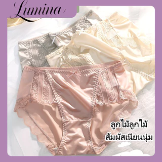 กางเกงในผู้หญิง ไร้ตะเข็บ ลูกไม้ เซ็กซี่ เอวกลาง ผ้าไหมน้ำแข็ง ระบายอากาศ เป้า2ชั้น กางเกงในไร้รอย ไซส์ใหญ่ M-2XL