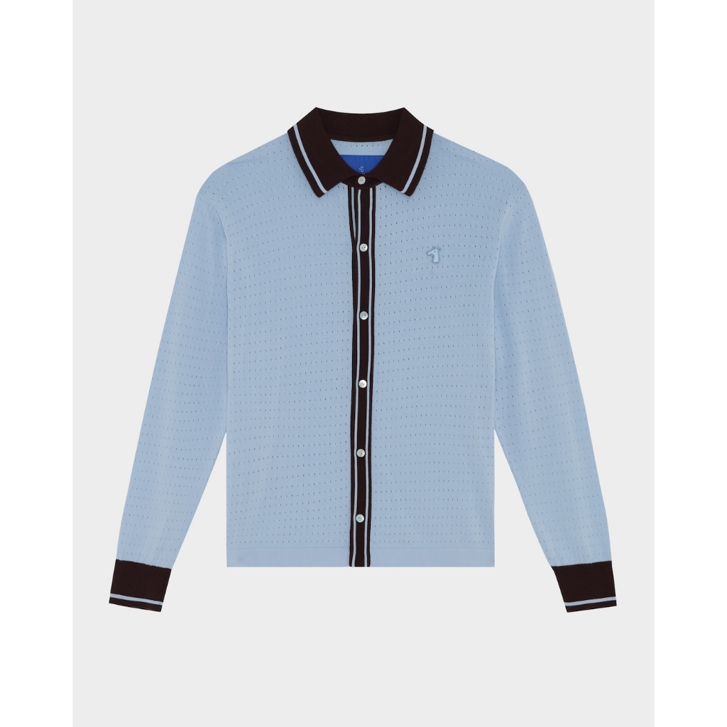 เสื้อถักแต่งปกและปลายแขนตัดสี S26MF SMILEYHOUND KNITTED SHIRT WITH CONTRASTING CUFFS AND COLLAR