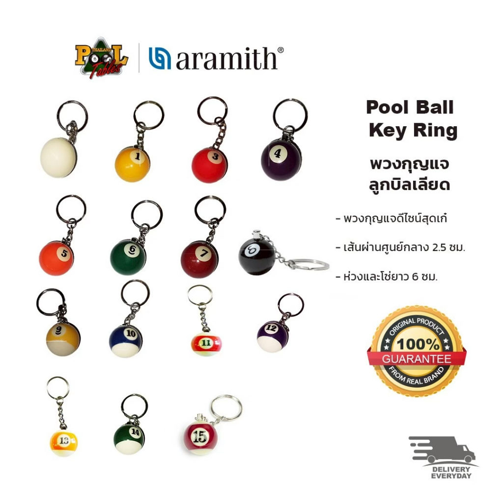 [ส่งด่วนใน 2 ชม.] Aramith พวงกุญแจลูกพูล Mini Pool Ball ของขวัญสำหรับคนรักบิลเลียด ห้อยง่าย ดีไซน์เท่ น่ารัก