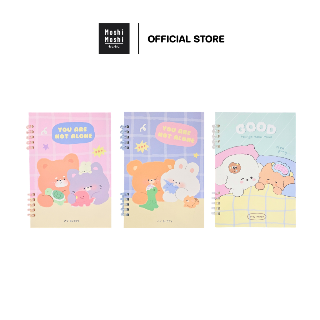 Moshi Moshi สมุดโน๊ต สมุดมีเส้น สมุดจดบันทึก สมุดริมห่วง ขนาด A5 รุ่น 7100076075-76272