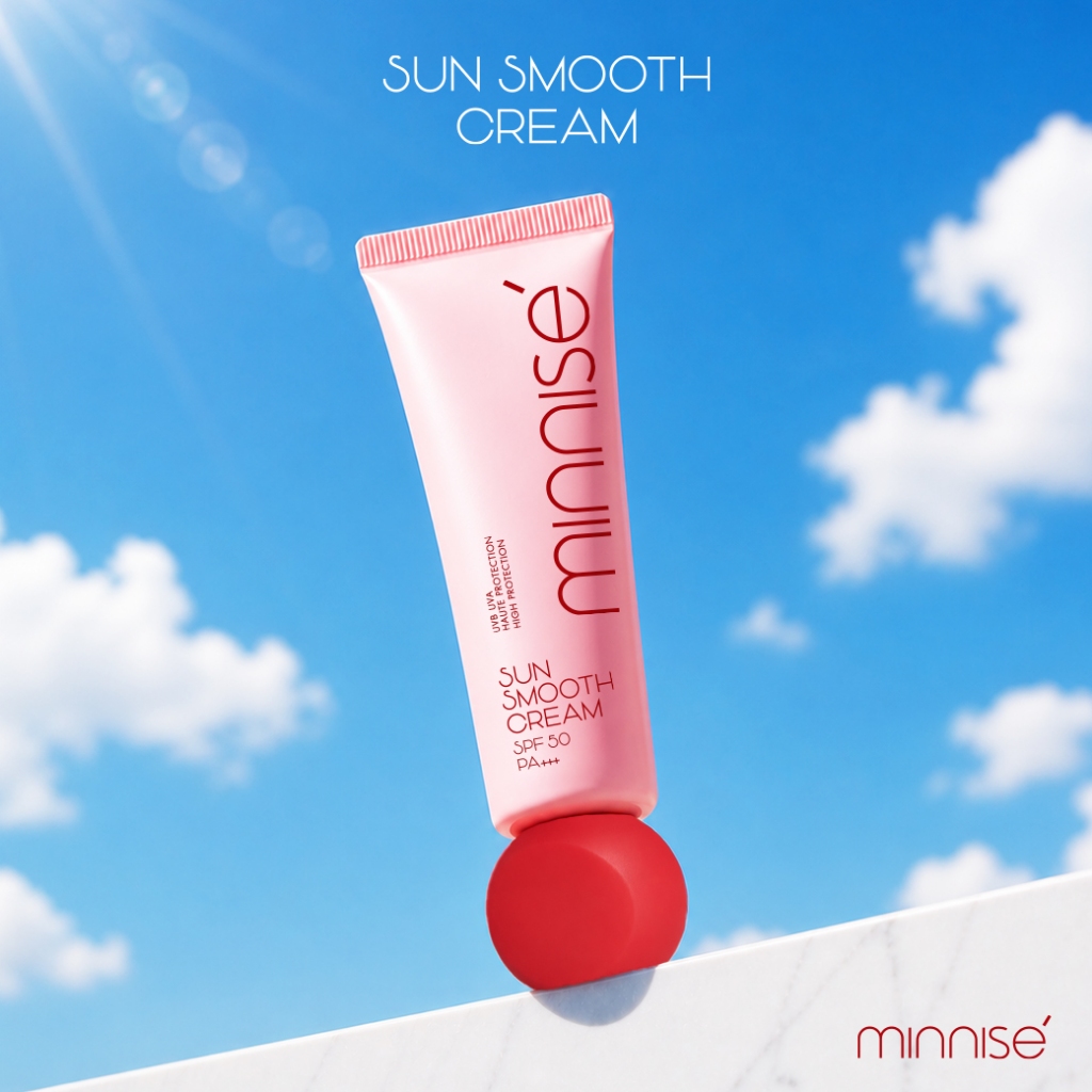 กันแดดกันน้ำ คุมมัน ปกปิด เรียบเนียน Minnise Sun Smooth Cream SPF50PA+++ ขนาด 20 กรัม