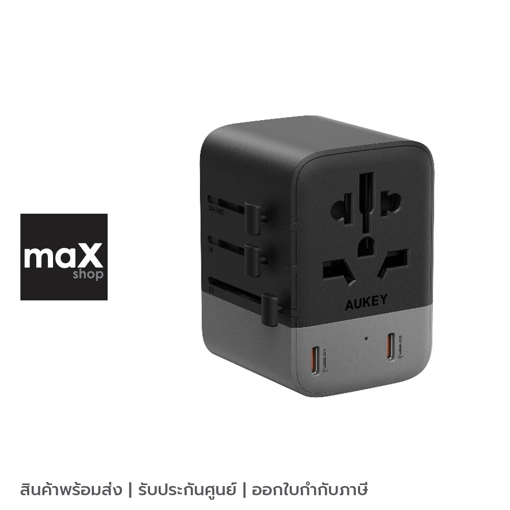 AUKEY หัวแปลงปลั๊กไฟ 20 วัตต์ สีดำเทา รุ่น PA-TA01A
