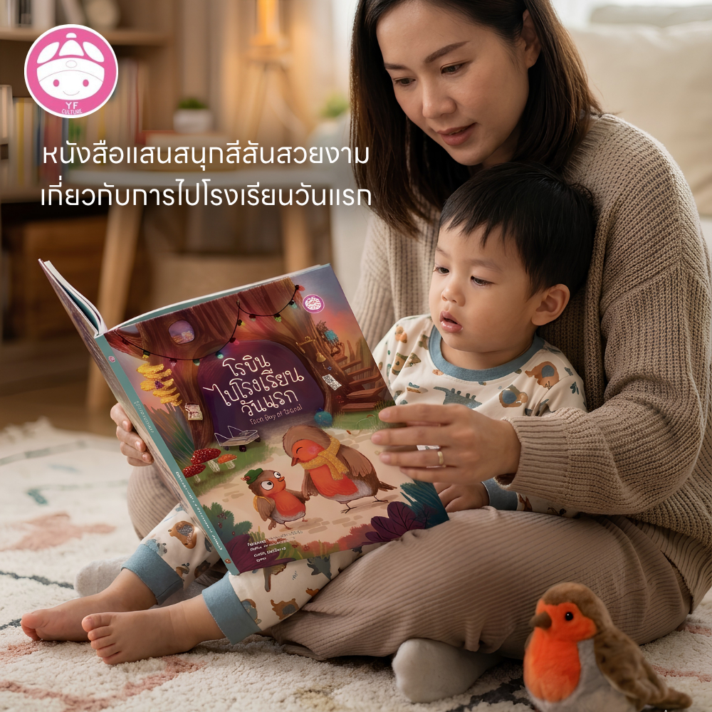 YF Book Shop หนังสือเสริมสร้างนิทานเด็ก เรื่อง โรบินไปโรงเรียนวันแรก