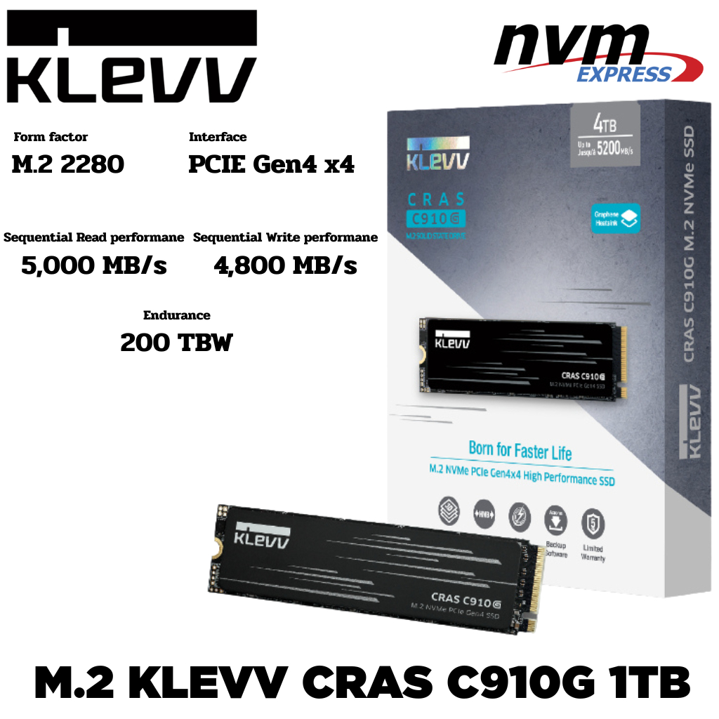 M.2 1 TB SSD (เอสเอสดี) KLEVV CRAS C910G M.2 2280 NVMe PCIe GEN4x4