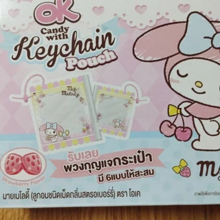โอเค พวงกุญแจกระเป๋า มายเมโลดี้ + ลูกอมชนิดเม็ดกลิ่นสตรอเบอร์รี่ / ของใหม่ ยังไม่แกะกล่อง ขนมหมดอายุ 22/09/26