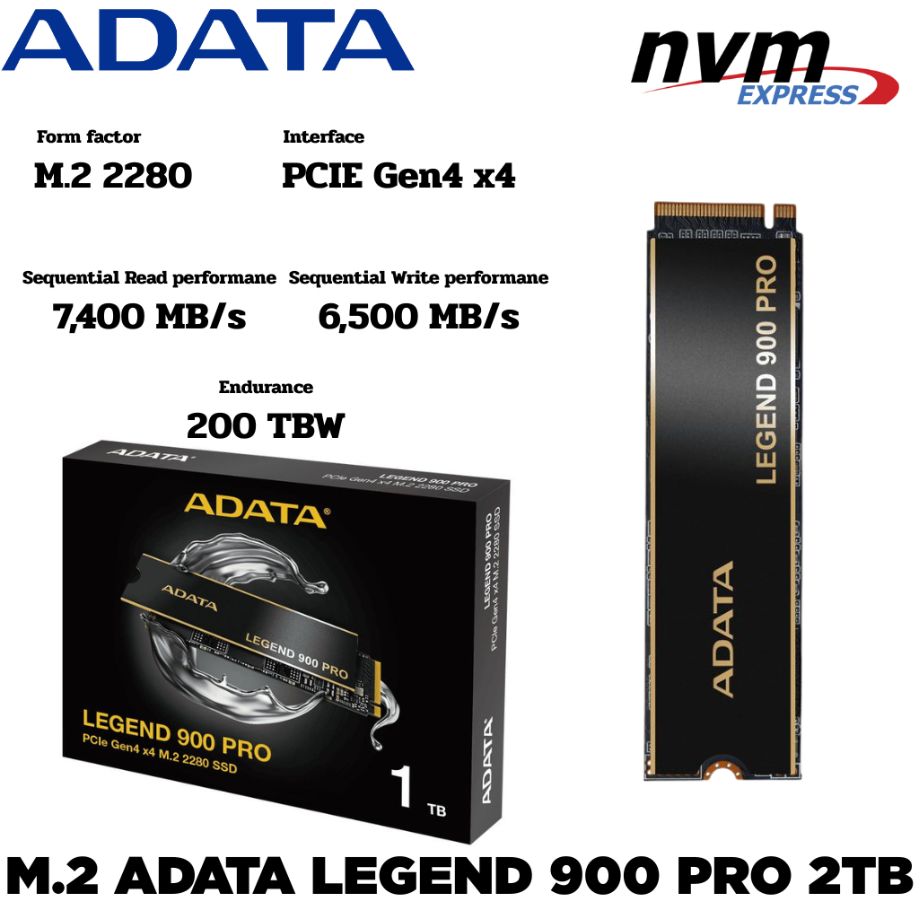 M.2 2 TB SSD (เอสเอสดี) ADATA LEGEND 900 PRO GEN4 4x4/NVMe M.2 2280
