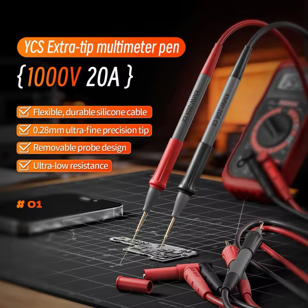 ปากกาวัดมัลติมิเตอร์ YCS 1000V / 20A แบบละเอียดพิเศษ แข็งพิเศษ พร้อมเข็มเปลี่ยนได้