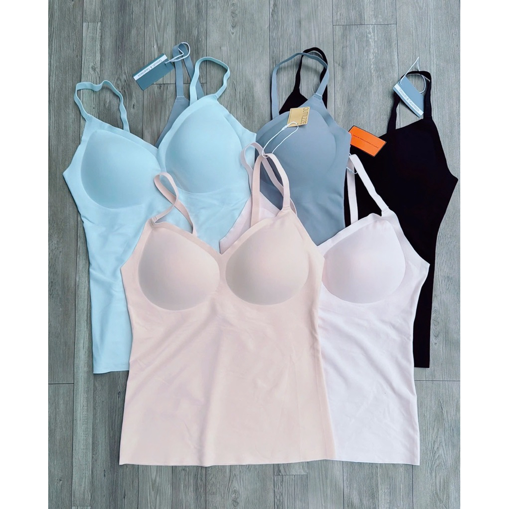 Qutlzze Seamless Top เสื้อสายเดี่ยวเสริมบรา ผ้าไร้ตะเข็บ ผ้าเย็นๆ ฟองน้ำถอดออกได้