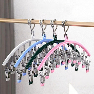 ที่หนีบผ้า 10 ชิ้น สแตนเลสแบบโค้งกันลื่น กันลม ทนทาน