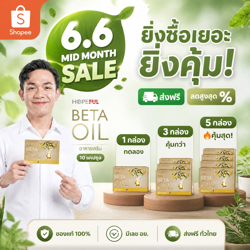 ⚡โปรโมชั่น 6.6! ซื้อ1แถม1 BETA OIL ลดไขมันเลว บำรุงหัวใจ ควบคุมความดัน ของขวัญเพื่อสุขภาพ จัดส่งไว ของแท้