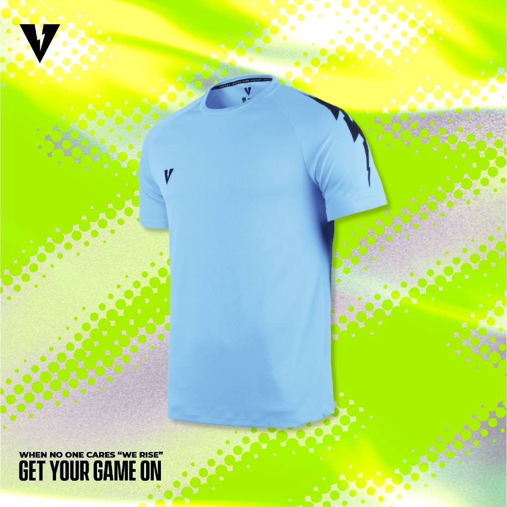 VOLT VECTOR 001 TRAINING LIGHT BLUE เสื้อซ้อมฟุตบอล แขนสั้น สีฟ้า ผ้าแห้งไว น้ำหนักเบา เสื้อกีฬา เทรนนิ่ง