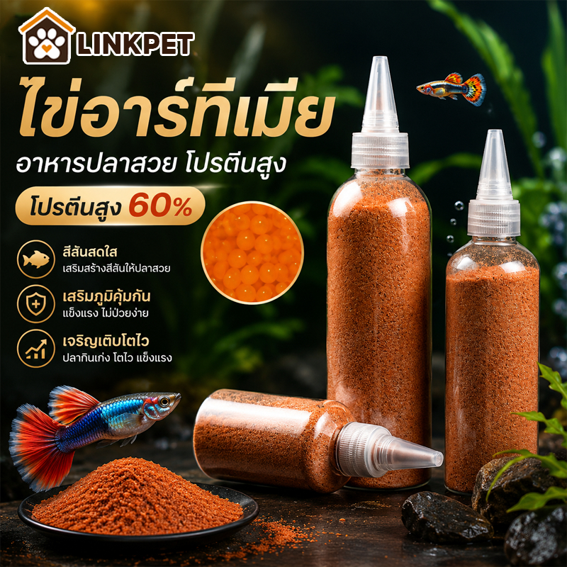 อาหารปลาโปรตีนสูง 60% อาหารปลาคราฟ อาหารปลาเล็ก ปลาเขตร้อน โตไว สีสวย เม็ดจมละเอียด 50/100/200g