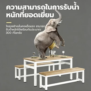 ชุดโต๊ะกินข้าวโครงเหล็กหนา โต๊ะทํางาน 140/120CM โต๊ะ ไลฟ์ สด รับน้ำหนักได้ 300KG