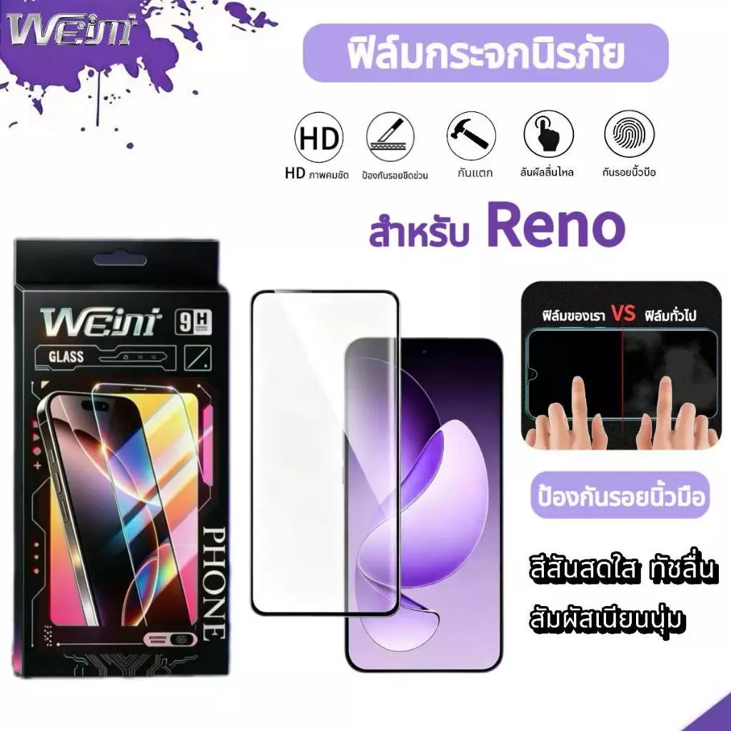 ฟิล์มกระจกนิรภัยแบบ ความละเอียดสูงพิเศษ HD-PLUS For OPPO Reno16 16 pro15 15Pro X9Pro X8 14 13 Reno 5 Reno 4 Reno 11/14F