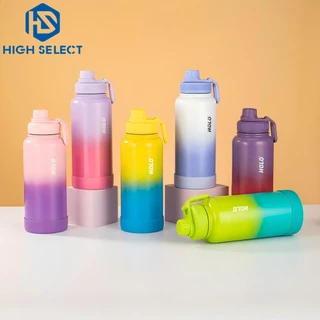 1000ml สแตนเลส กระติกน้ำสีพาสเทลไล่ระดับ เก็บความร้อน-เย็น ดีไซน์สีตัดกันทันสมัย พร้อมที่จับ แถมที่รองแก้ว แก้วเยติ