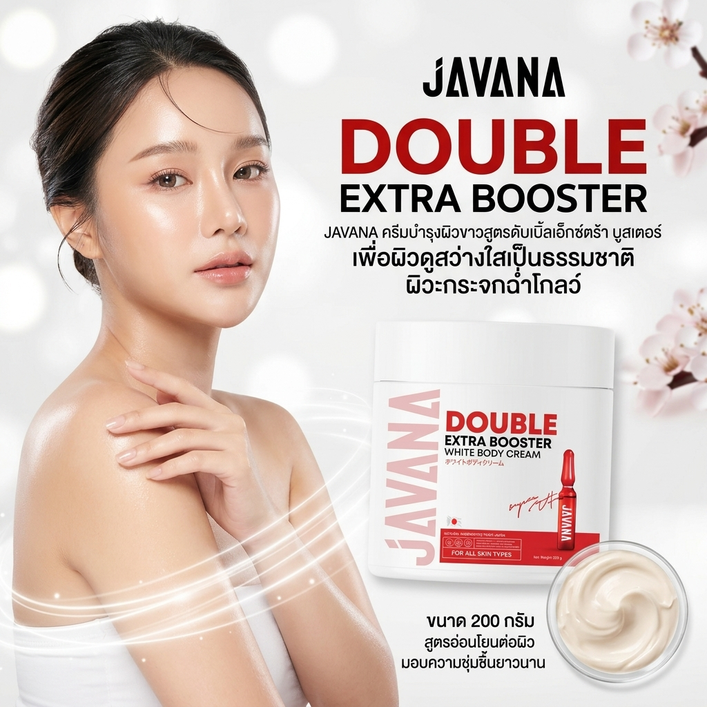 บูสเตอร์จาวาน่า ครีมบำรุงผิวกาย JAVANA Double Extra White Body Cream 200g เนียนนุ่ม ซึมไว