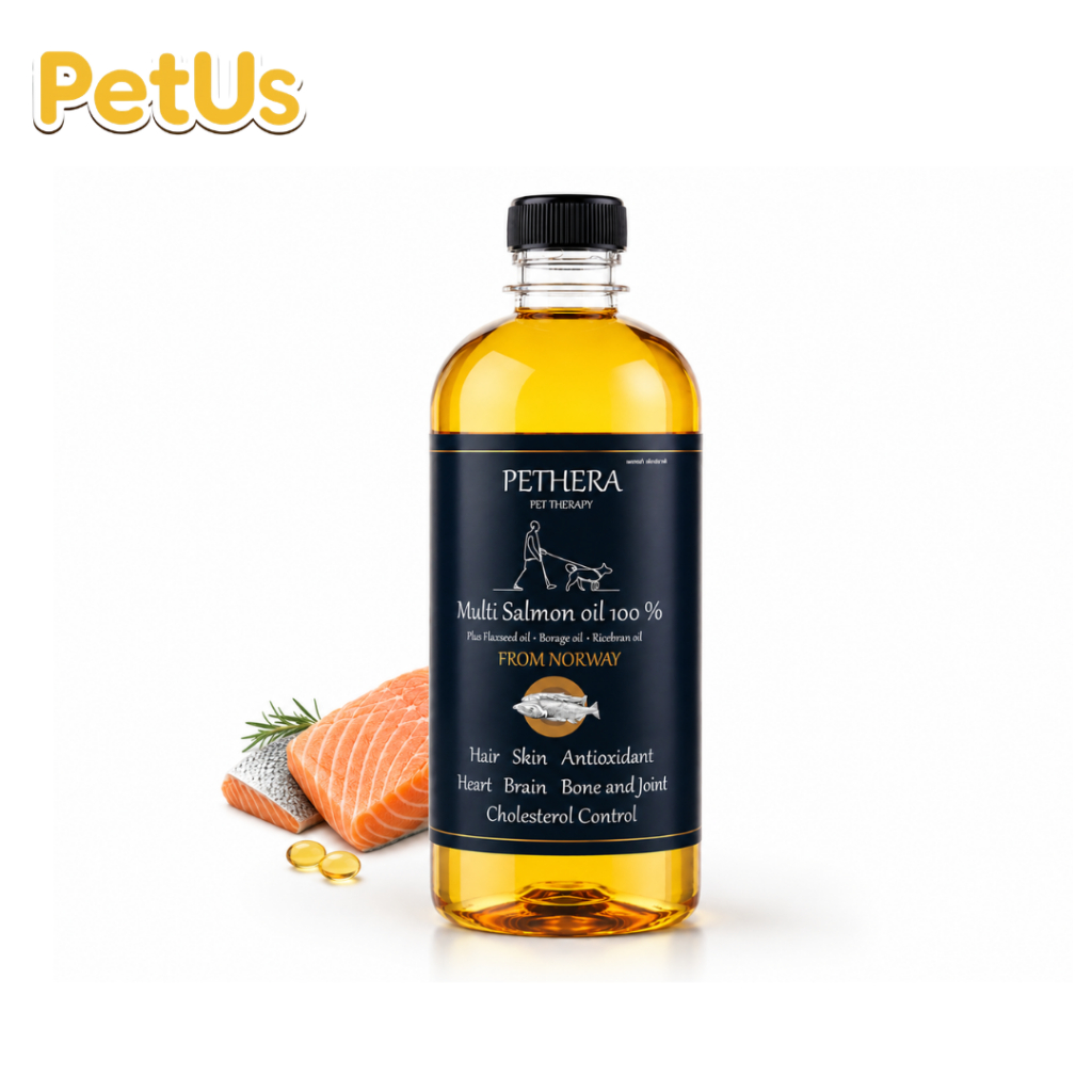Pethera น้ำมันปลาแซลมอนสุนัขและแมว Omega 3 6 9 DHA บำรุงขนและผิวหนัง Salmon Oil Petus Kingkaew