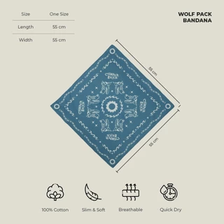 Wolfpack Bandana ผ้าโพก ลายหมาป่า ผ้าโพกอเนกประสงค์ ผ้าคอตตอน CAMPER BOYS