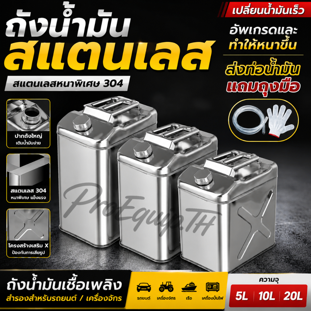 🚚⚡สินค้าขายดี⚡เบนซินกลอง  สแตนเลสหนาพิเศษถังน ้ ํามัน ถังเชื้อเพลิงสำรองรถยนต์ป้องกันการระเบิด
