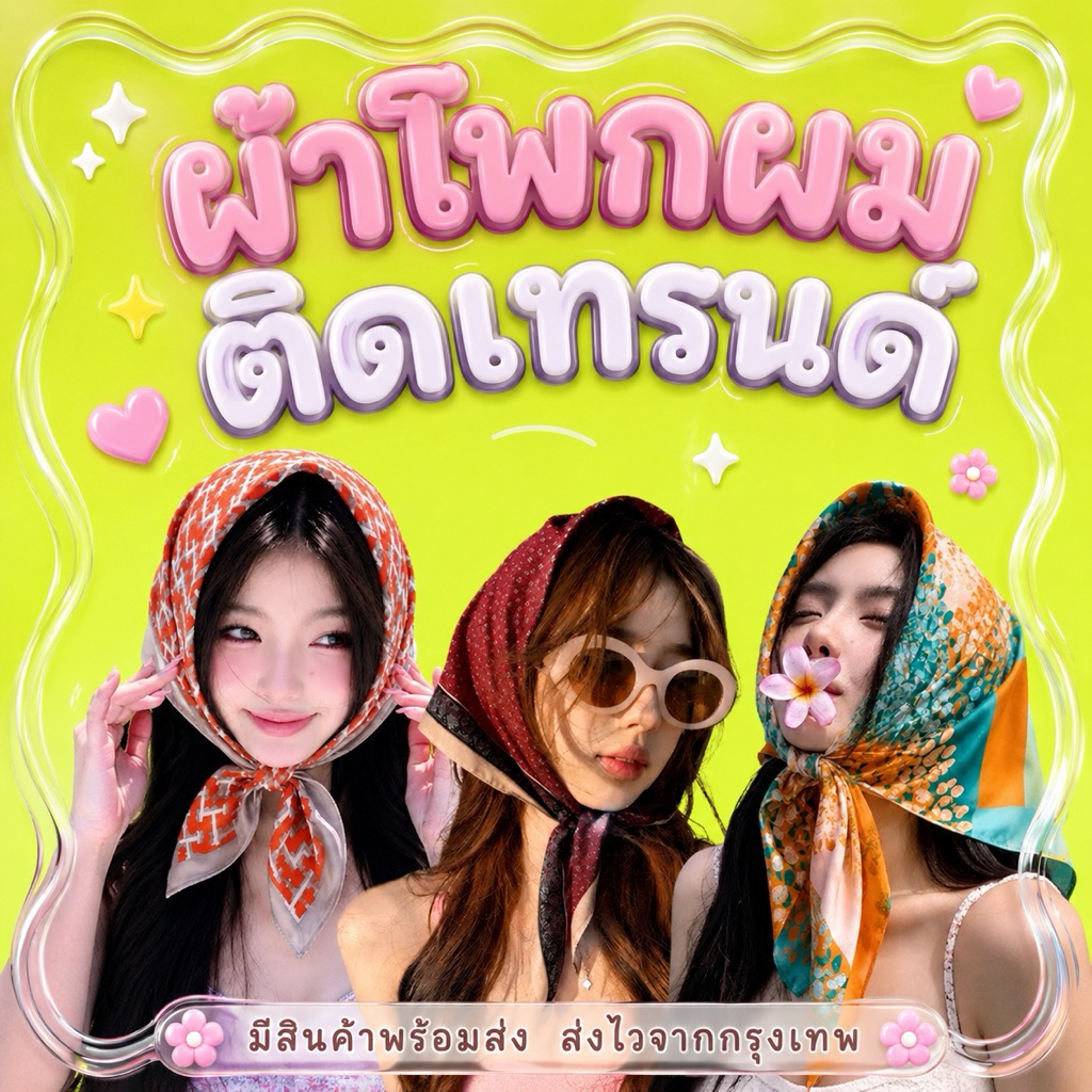 ส่งไว!!P&P ผ้าพันคอ size 70x70cm. หลากหลายลวดลาย สวยทันสมัยติดเทรนด์2026