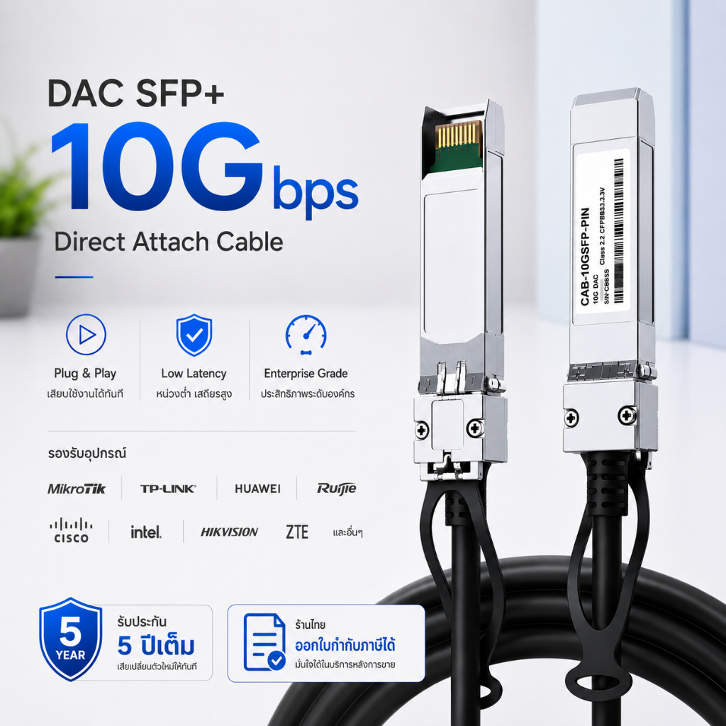 สายเคเบิล DAC SFP+ 10Gbps SFP+ DAC copper 1.5m 3m 5m | สำหรับ Cisco MikroTik Huawei Ruijie อุปกรณ์ไฟเบอร์ออฟติก