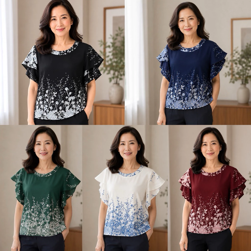 เสื้อแขนกลีบบัวลายเชิง บิ๊กไซส์ อก 48-50นิ้ว ผ้าไหมอิตาลีสวยๆ